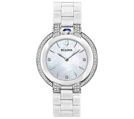 Bulova Women's Rubaiyat White Ceramic Diamond A ccent Watch