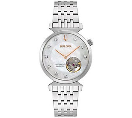 Bulova Women's Stainless Automatic Diamond Acce nt Watch