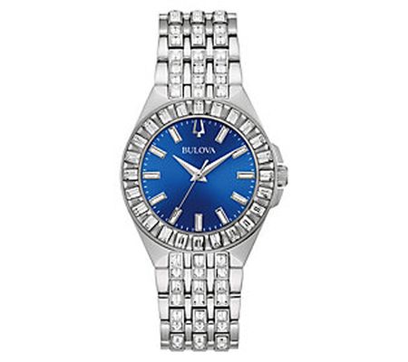 Bulova Women's Stainless Steel Crystal Blue Dia l Watch