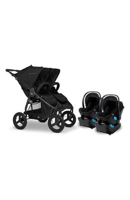 Bumbleride Indie Twin Double Stroller & Two Clek Liing Infant Car Seat Set in Black