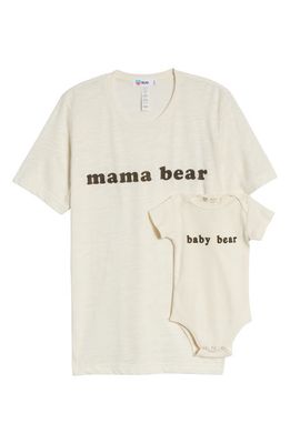 Bun Maternity Mama Bear Graphic Tee & Baby Bear Bodysuit Set in Ivory