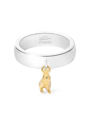 Bunney sterling silver and 18kt yellow gold Rabbit Charm ring