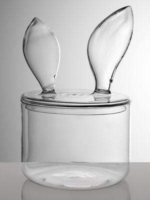 Bunny Glass Cookie Jar - Silver - Silver