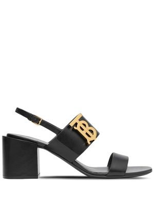 BURBERRY 65mm logo-plaque leather sandals - Black