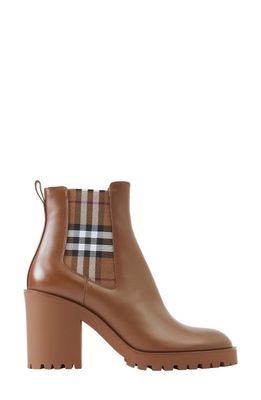 burberry Allostock Check Block Heel Chelsea Boot in Dark Birch Brown at Nordstrom, Size 8.5Us