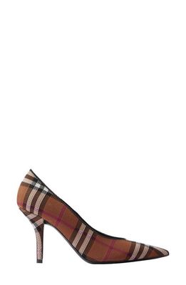 burberry Ally Knit Check Pointed Toe Pump in Dark Birch Brown