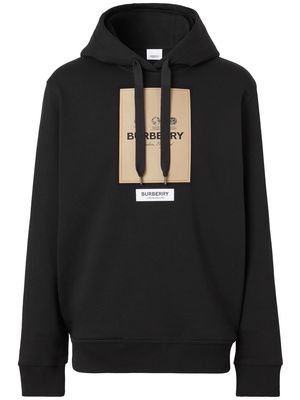 Burberry appliqué-logo drawstring hoodie - Black