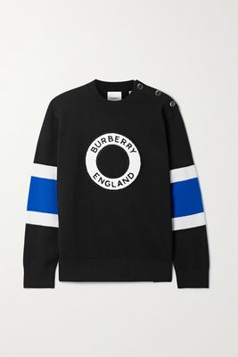 Burberry - Appliquéd Color-block Wool And Cashmere-blend Sweater - Black