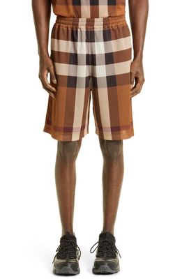 burberry Archive Check Mesh Jersey Shorts in Dark Birch Brown