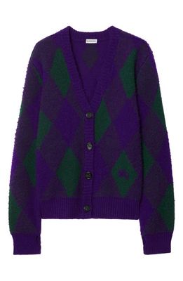 burberry Argyle Brushed Wool Cardigan in Royal Ip Pattern