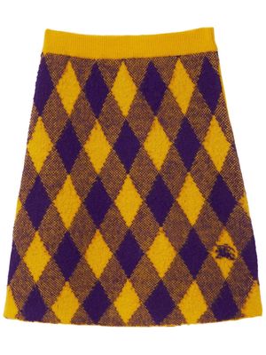 Burberry Argyle check-pattern knitted skirt - Yellow