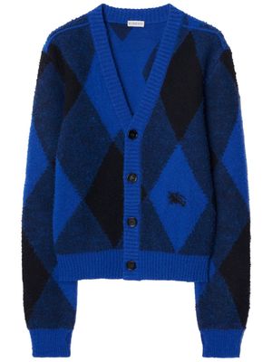 Burberry argyle-check wool cardigan - Blue