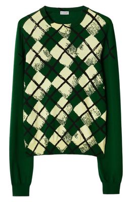 burberry Argyle Cotton V-Neck Sweater in Ivy