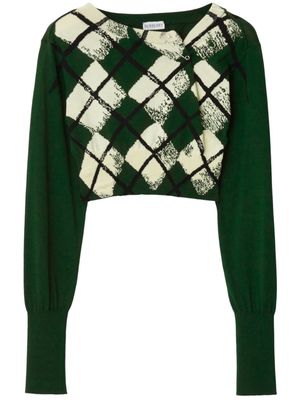 Burberry argyle fine-knit cropped jumper - Green