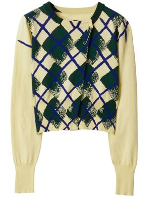 Burberry argyle-intarsia cropped cotton jumper - Yellow