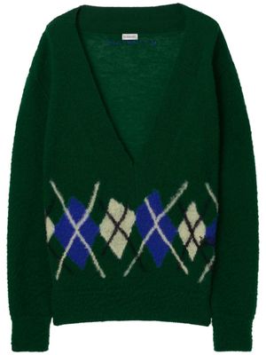 Burberry argyle-knit wool jumper - Green