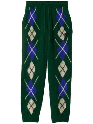 Burberry argyle wool track pants - Green