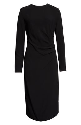 burberry Aurora Ruched Long Sleeve Cady Midi Dress in Black