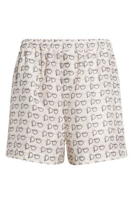 burberry B Closure Print Silk Poplin Pull-On Shorts in Silver/White