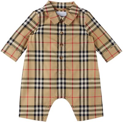 Burberry Baby Beige Check Jumpsuit