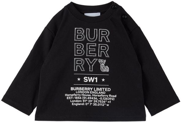 Burberry Baby Black Logo Sketch Print T-Shirt