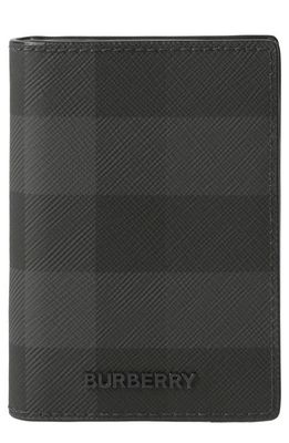 burberry Bateman Check Coated Canvas Bifold Wallet in Charcoal