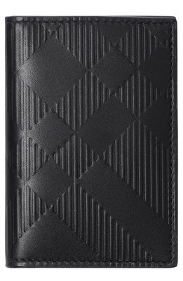 burberry Bateman Check Embossed Leather Bifold Wallet in Black