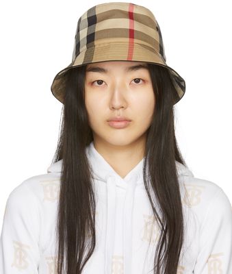 Burberry Beige Canvas Giant Check Bucket Hat