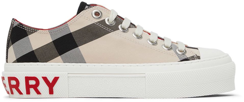 Burberry Beige Cotton Check Sneakers