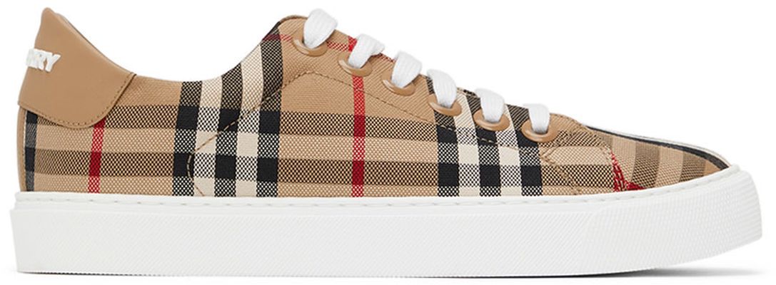 Burberry Beige New Albridge Check Sneakers