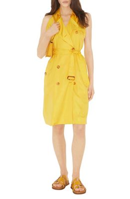 burberry Belted Cupro Blend Trench Dress in Dandelion Yellow
