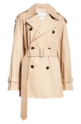 burberry Belted Short Cotton Trench Coat in Flax