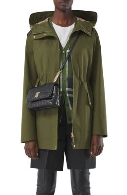 Burberry Binham Hooded Gabardine Parka in Dark Olive Green