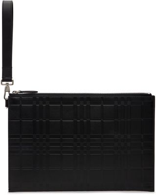 Burberry Black Embossed Check Pouch