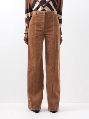 Burberry - Blakey Wide-leg Cotton Corduroy Trousers - Womens - Camel