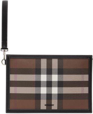 Burberry Brown E-Canvas Check Document Holder