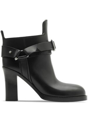 Burberry buckled 100mm leather ankle boots - Black