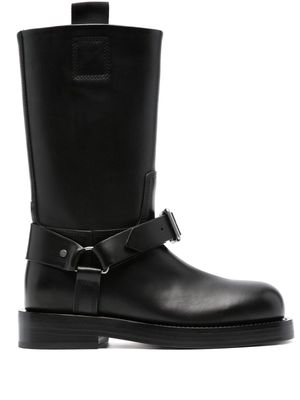 Burberry buckled-strap leather boots - Black
