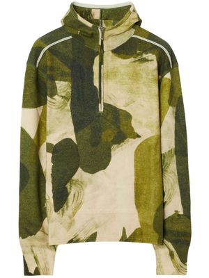Burberry camouflage-print half-zip hoodie - Green