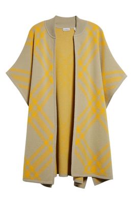 burberry Carly Check Wool Cape in Hunter/Mimosa