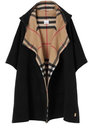 Burberry cashmere reversible hooded cape - Black