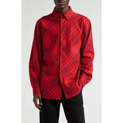 burberry Check Brushed Cotton Flannel Button-Up Shirt in Ripple Ip Check at Nordstrom, Size Small