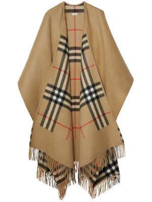 Burberry check cashmere wool cape - Brown