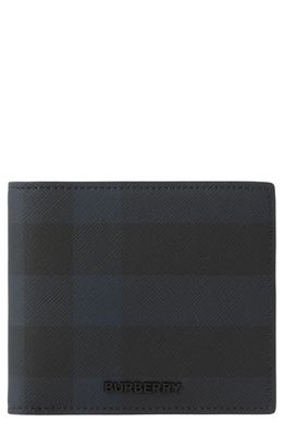 burberry Check Coated Canvas Bifold Wallet in Navy