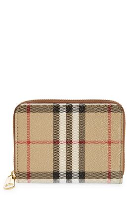 burberry Check Coated Canvas Zip Wallet in Vint Check/Briar Brown