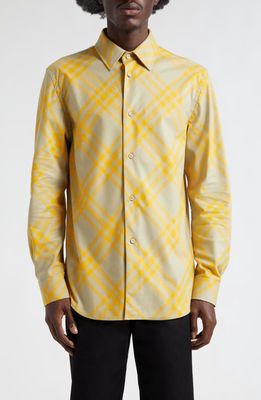 burberry Check Cotton Flannel Button-Up Shirt in Hunter Ip Check