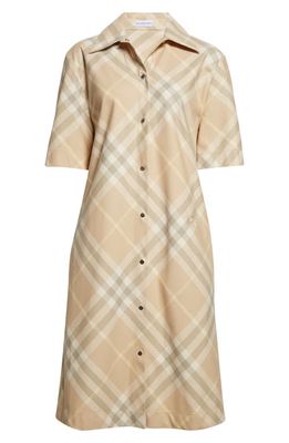 burberry Check Cotton Shirtdress in Flax Ip Check