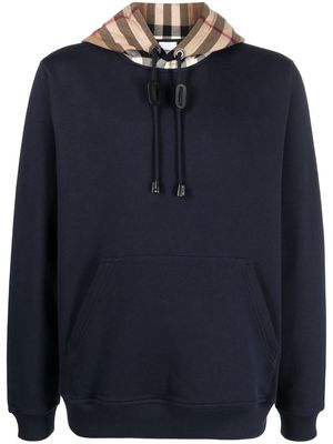 Burberry check-detail hoodie - Blue