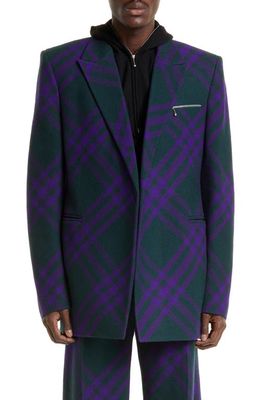 burberry Check Double Breasted Virgin Wool Sport Coat in Deep Royal Ip Check
