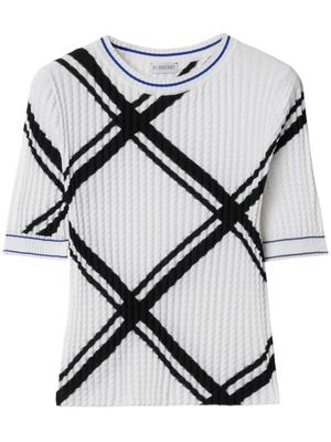 Burberry check-jacquard cotton T-shirt - White